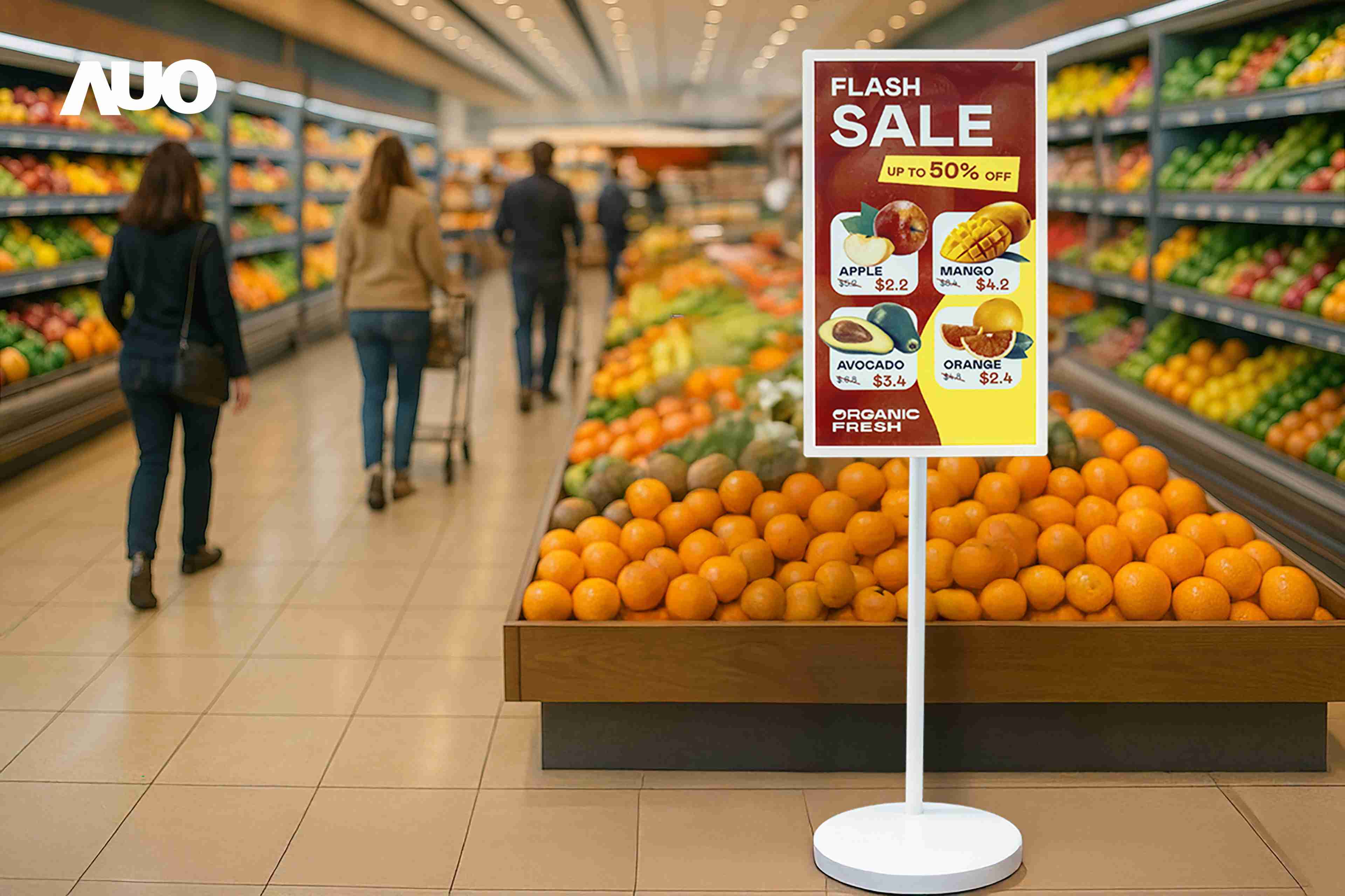 达擎首亮相低功耗、、全彩的〝aecoPost电子纸解决方案〞，，，，仅在更新画面时需要微量的电力驱动，，，，无需布建电线的便捷设计，，使其可灵活应用、、、随意置放，，，，并可透过云端或行动装置app，，，轻松管理及排程广告内容，，晋升店头营销利器。。。