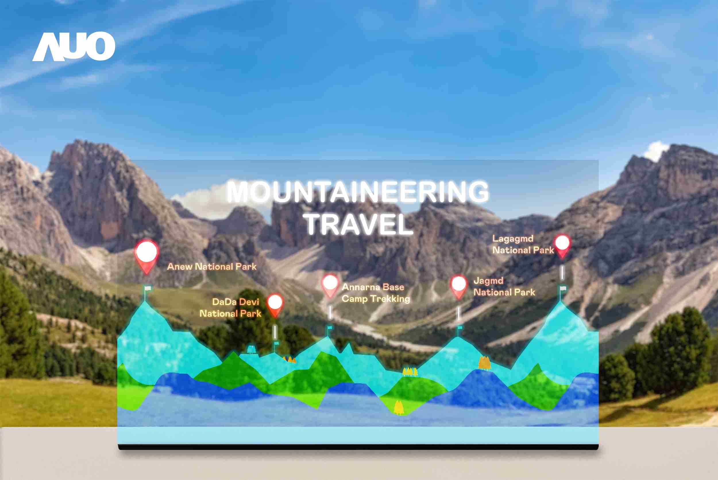 彩霸王展示全球单片尺寸最大(*)42吋透明Micro LED显示器拼接而成的〝64吋透明Micro LED显示器〞，，，，具备高透明度、、、1,000 nits高亮度、、广色域、、、、采用三边无边框的无缝拼接等多重特色，，，呈现超高清、、、细腻画质而不遮挡后方视觉，，，，满足层峰需求，，，可广泛运用于零售、、艺术展览或商业空间等场域